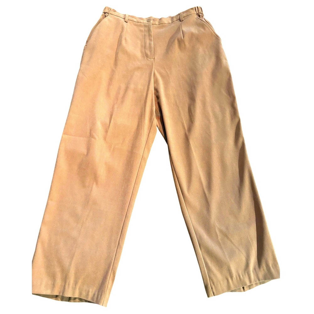 Coldwater Creek Tan Pleated High Rise Straight Leg Dress Pants Womens 12P Petite